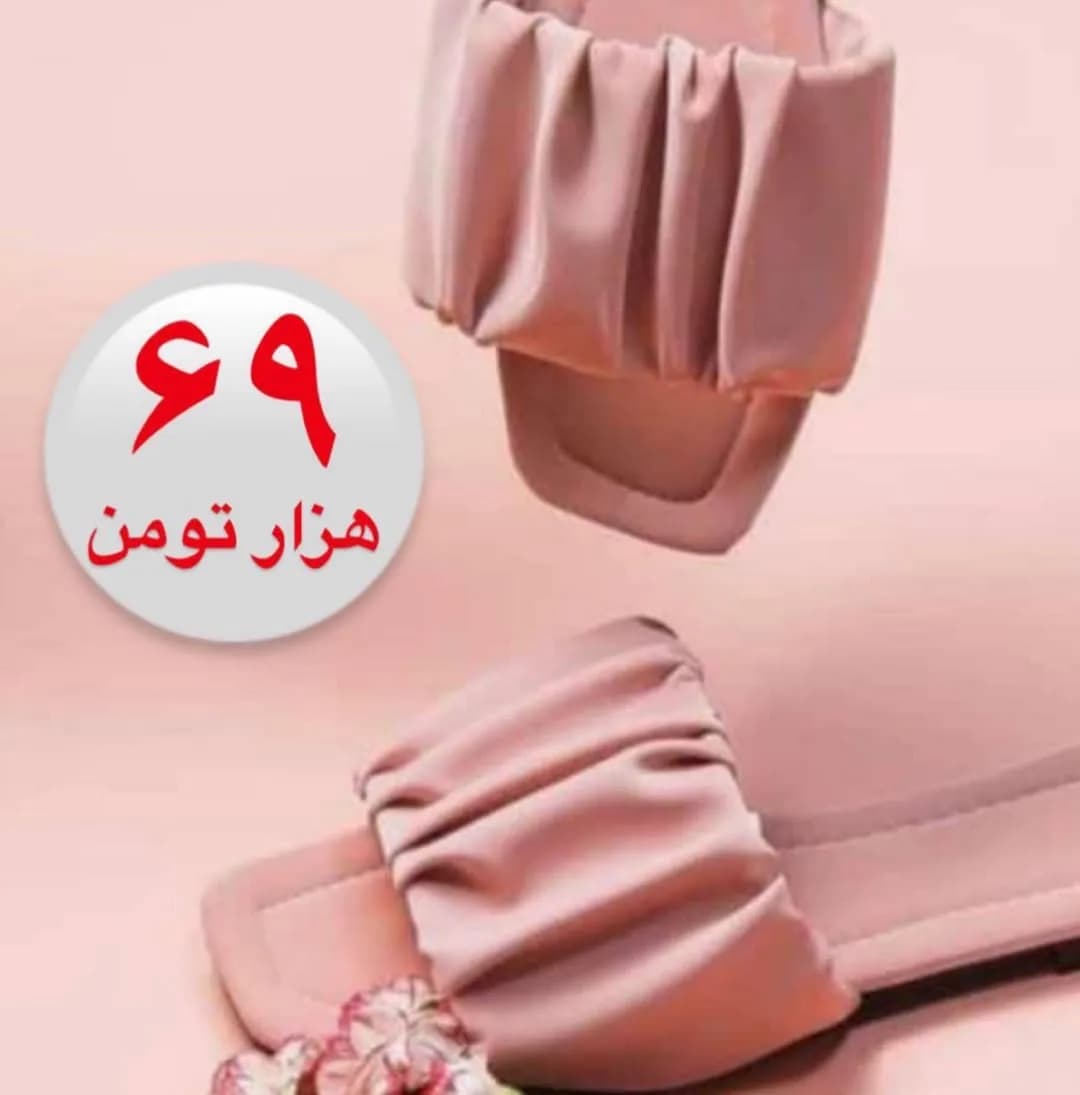 صندل زنانه — رنگ گلبهی — نمای جزئیات — بند چین‌دار