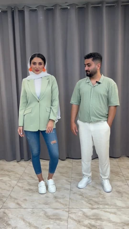 کت تک زنانه، رنگ سبز روشن، آستین بلند، یقه انگلیسی، جذب