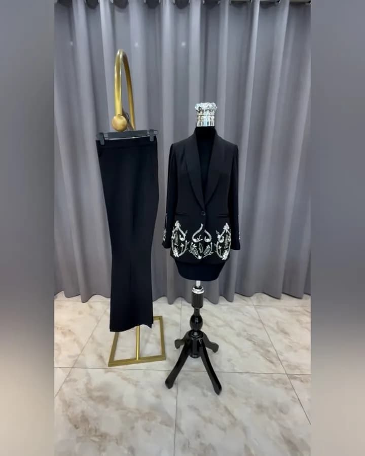 ست کت مجلسی سنگ‌دوزی زنانه