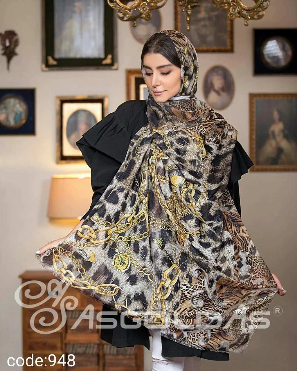 شال نخی لمه‌دار