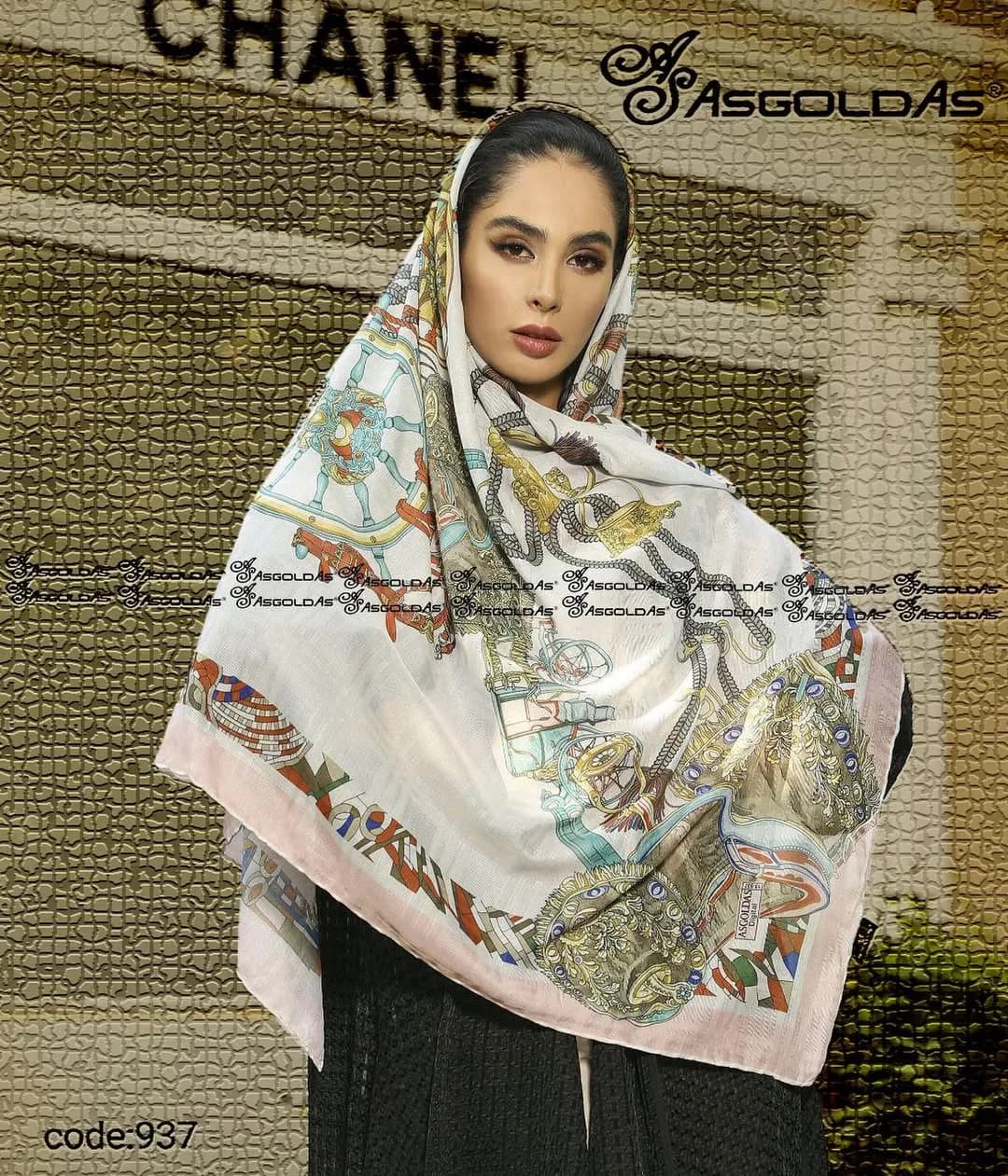 روسری ابریشم فانتزی سایز ۱۴۰ آسگلداس