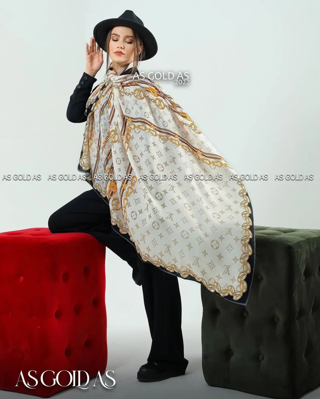 شال حریر ترک سایز ۱۴۰ کد ۳۰۴۸ آسگلداس