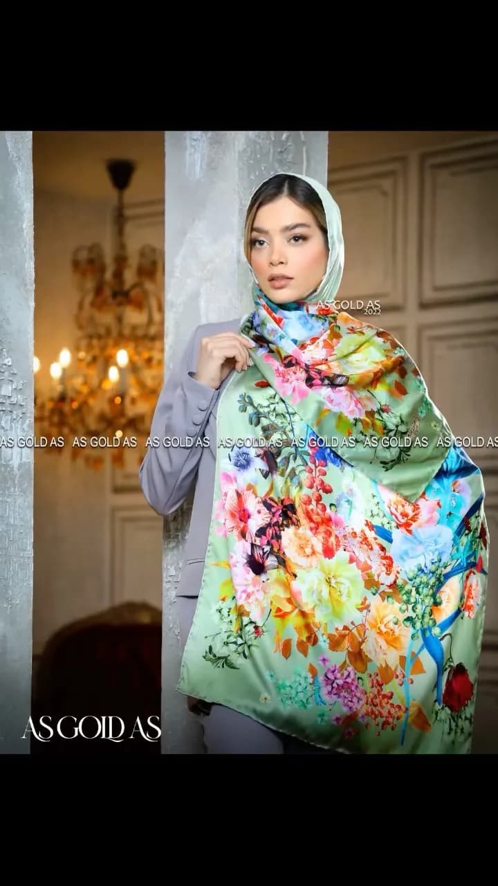 شال ابریشم دور دست دوز مجلسی