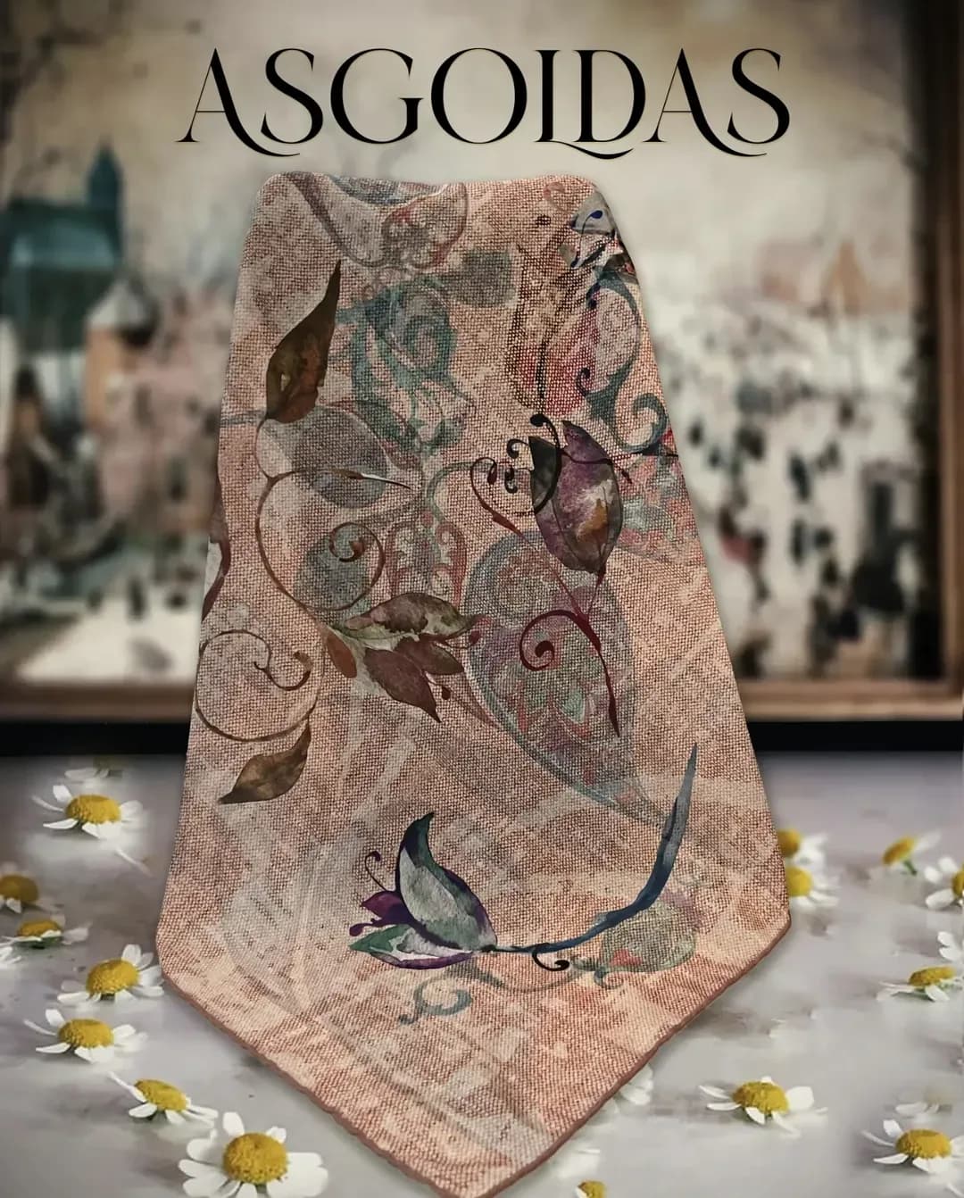 روسری سایز ۱۲۰ — نمای کامل — طرح گل