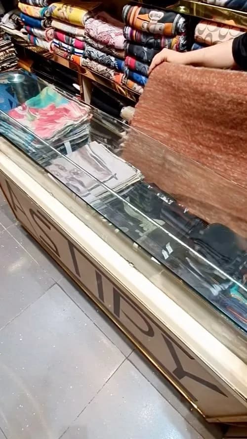 شال پشمی موهر ریشه آفریقایی، رنگ قهوه‌ای و آجری، مستطیلی