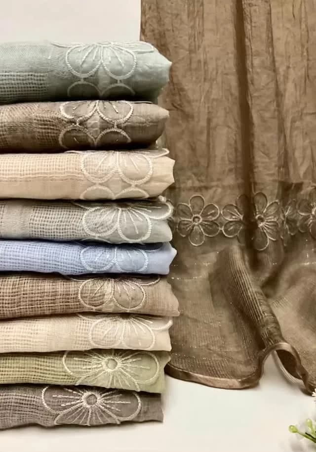 شال چروک دستک دانتل گل
