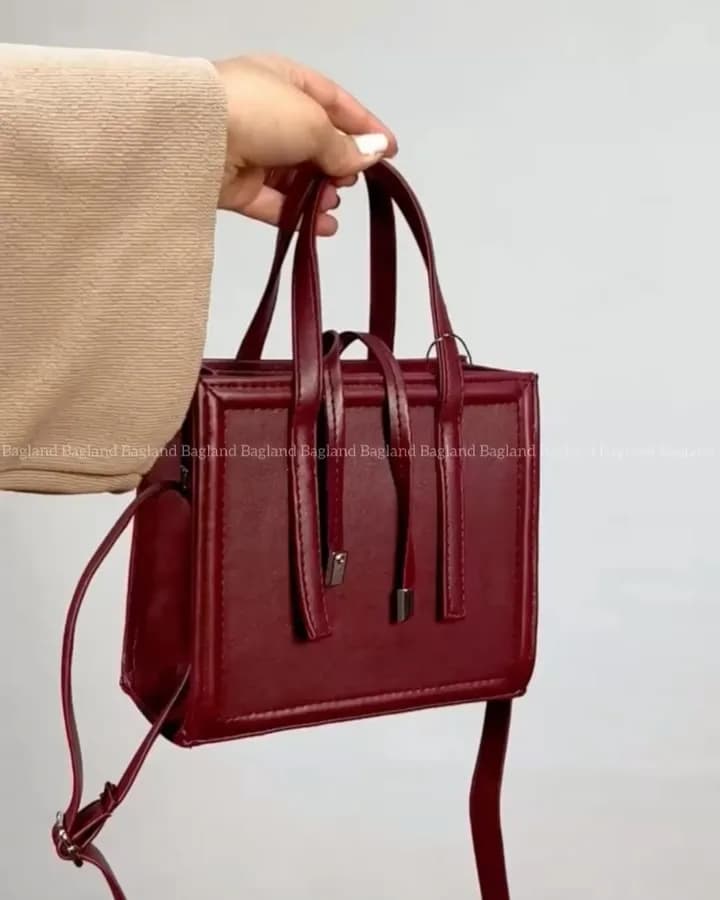 کیف دستی سپنتا، رنگ کرم، جنس چرم، مستطیلی، کوچک