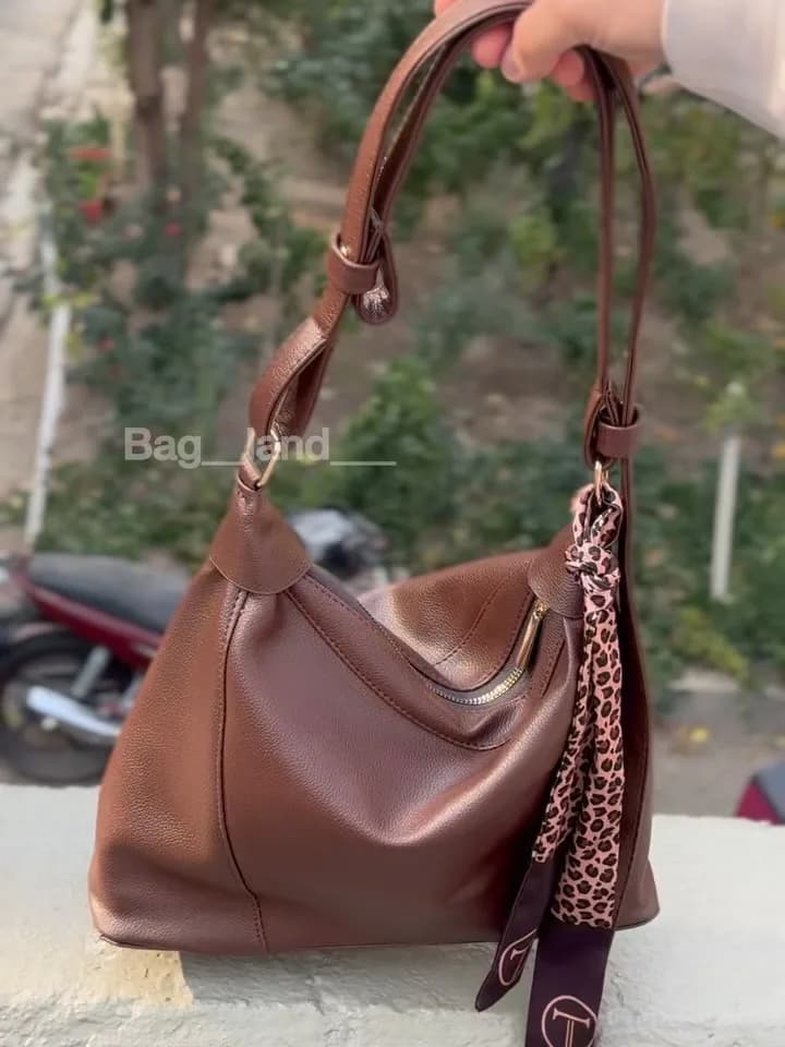 کیف زنانه مینی ترانه، رنگ قهوهای، جنس چرم، دوشی، گشاد