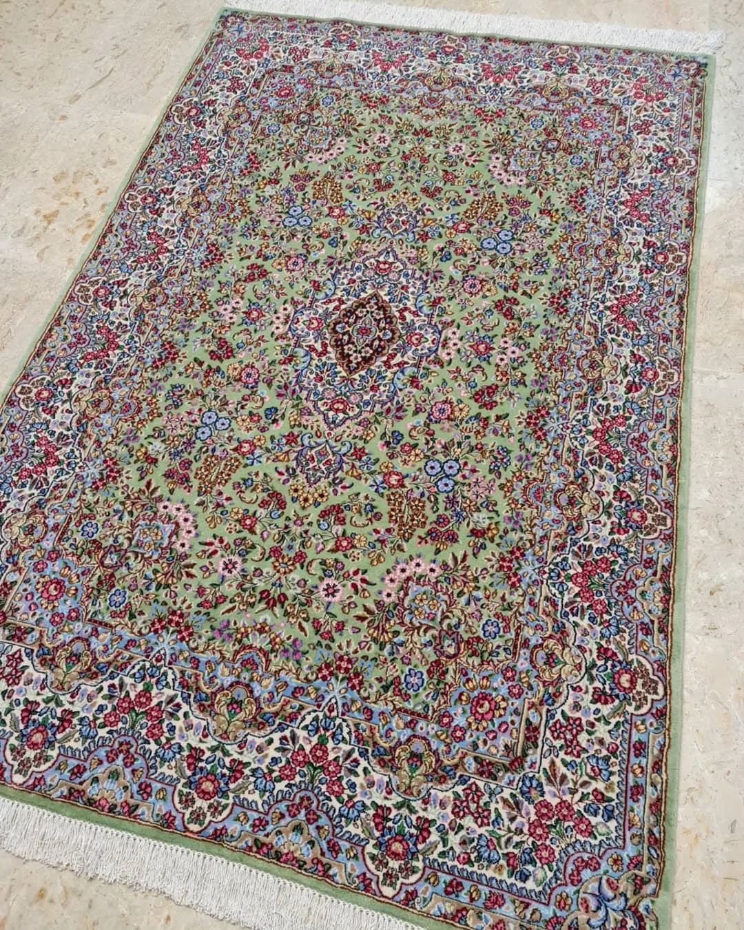 قالیچه ۳ متری سبز سرام کرمان