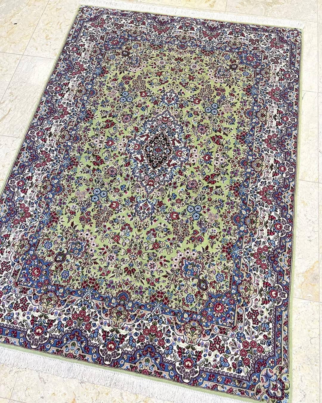 قالیچه سه متری سبز سرام کرمان