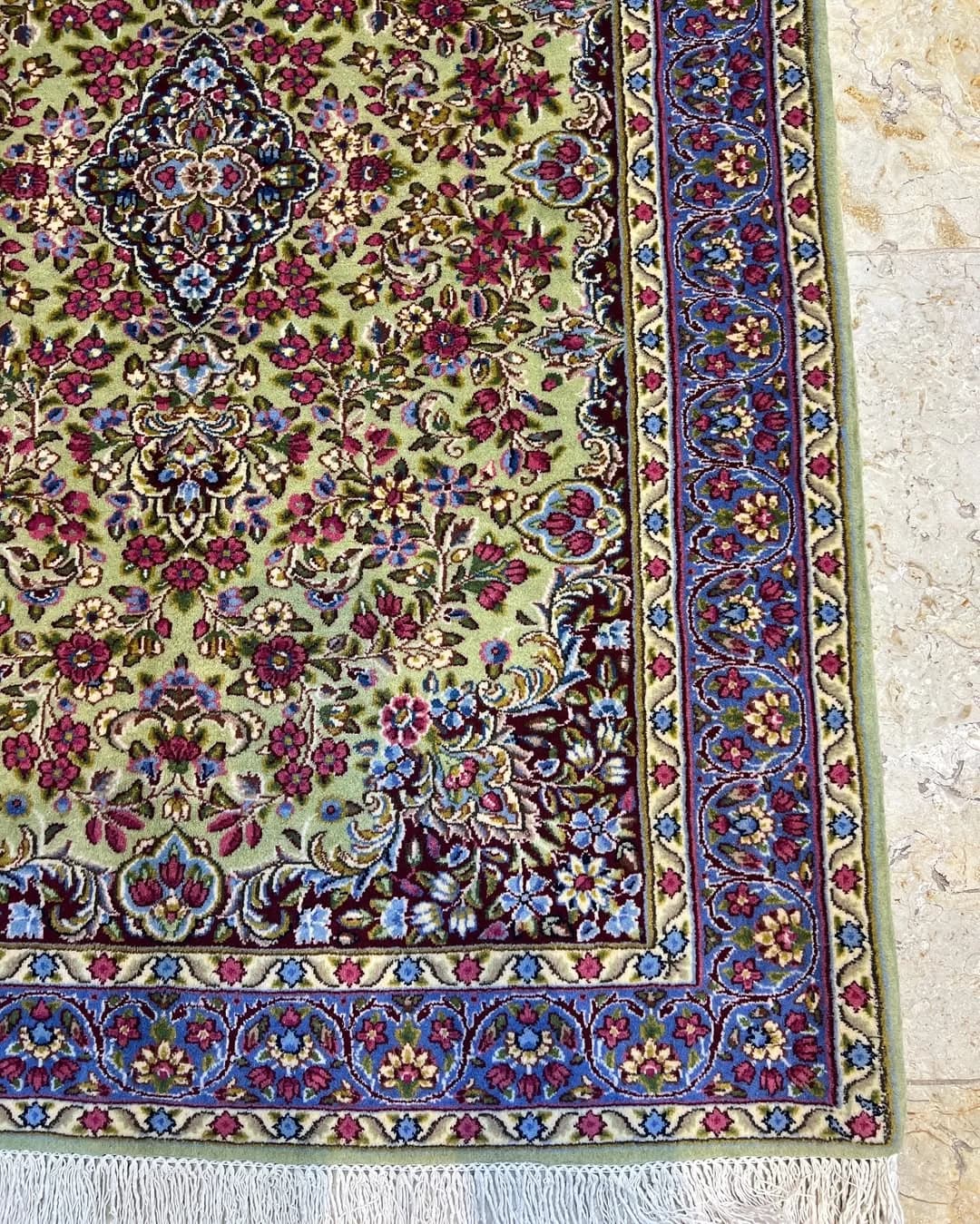 قالیچه ذرع و نیم سبز سرام کرمان