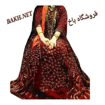 لباس مجلسی زنانه سنگدوزی قرمز، رنگ طلایی، طرح گلدوزی، بلند، آستین بلند، گشاد