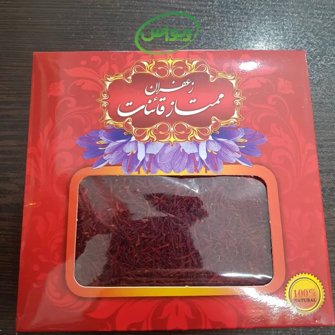 زعفران ممتاز قائنات ۴ گرمی، رنگ قرمز، رشتهای در جعبه مقوایی