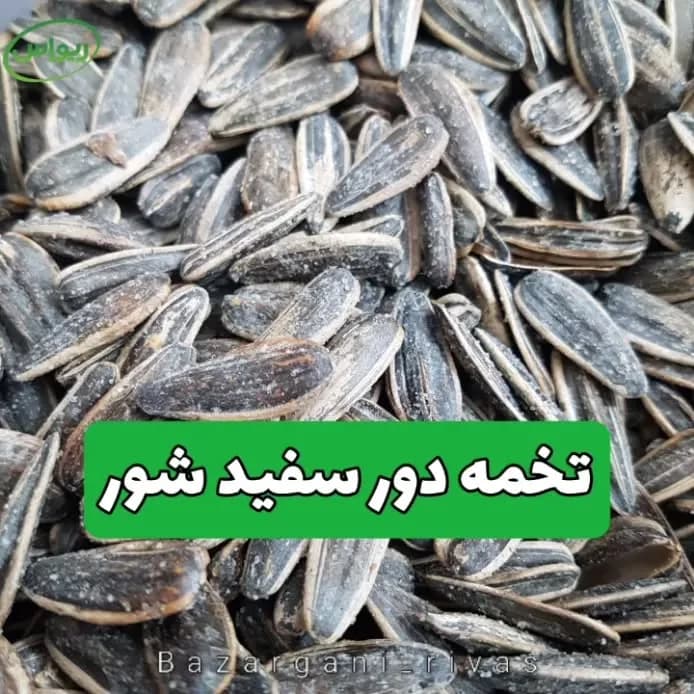 تخمه آفتابگردان دور سفید شور، رنگ خاکستری و سیاه، دانه