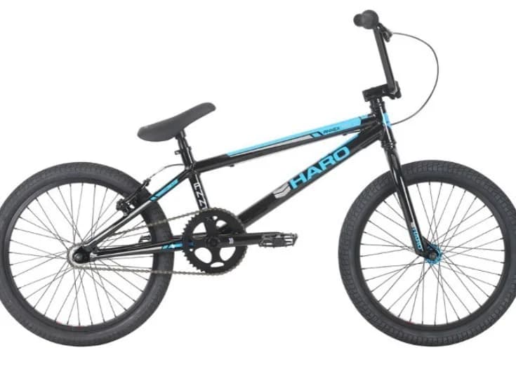 دوچرخه BMX مدل ریس هارو، رنگ مشکی و آبی، جنس فلز، مدل BMX