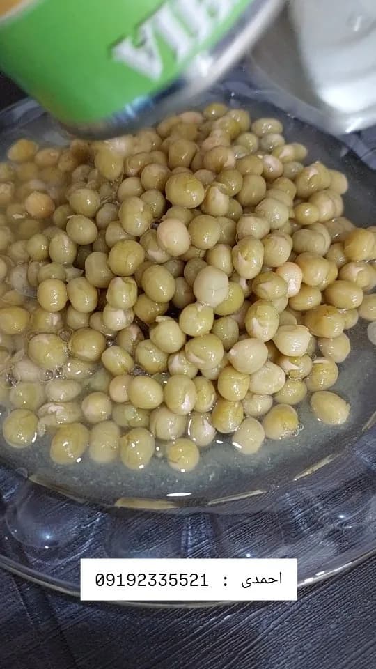 کنسرو نخود فرنگی چیا، رنگ سبز، دانه