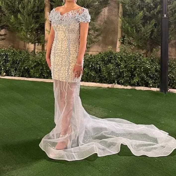 پیراهن مجلسی مزوندوز با دستکش