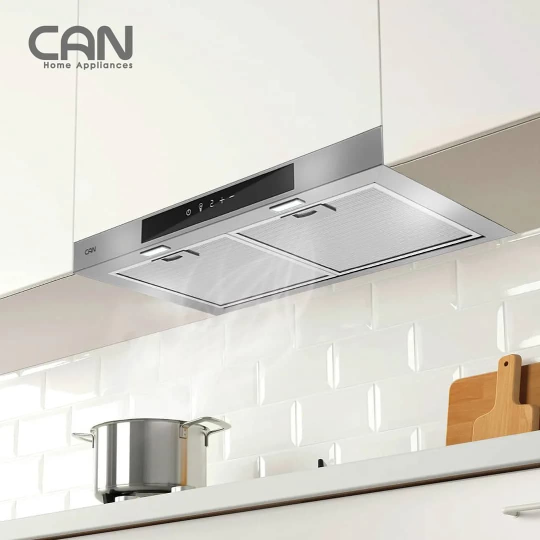 هود توکار مدل ۱۴۵۰، رنگ استیل و مشکی، زیرکابینتی تخت