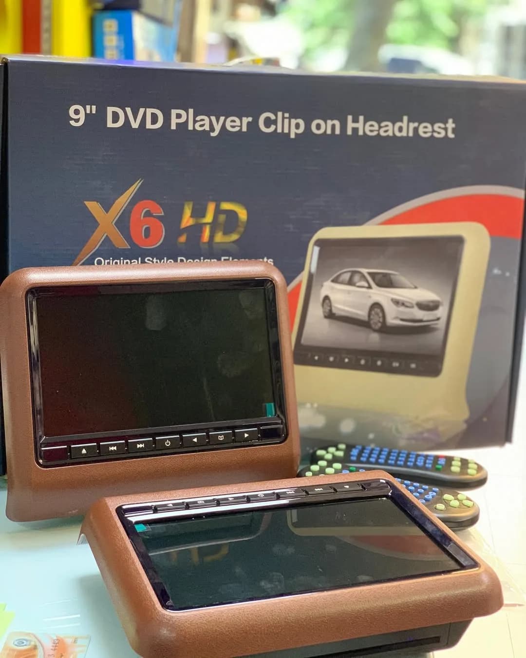 مانیتور پشت سری لکسوزی جفت DVD، رنگ قهوه‌ای، جنس پلاستیک، مستطیلی، صفحه‌نمایش