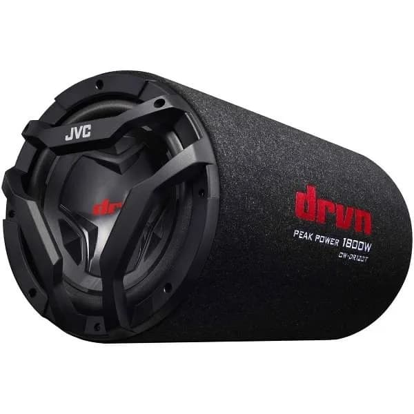 ساب باکس لوله‌ای ۱۲ اینچ DR 120T JVC، رنگ مشکی و قرمز، استوانه‌ای