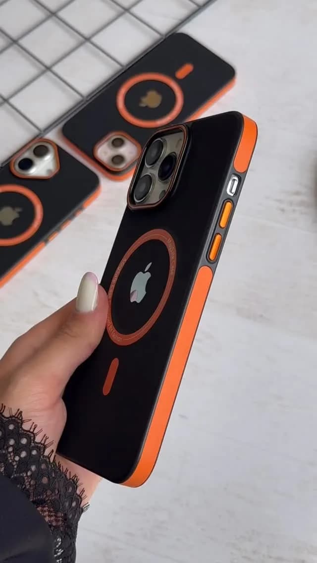 قاب گوشی Orange Grip مگسیف، رنگ مشکی و نارنجی، جنس پلاستیک، قاب دوشی گوشی