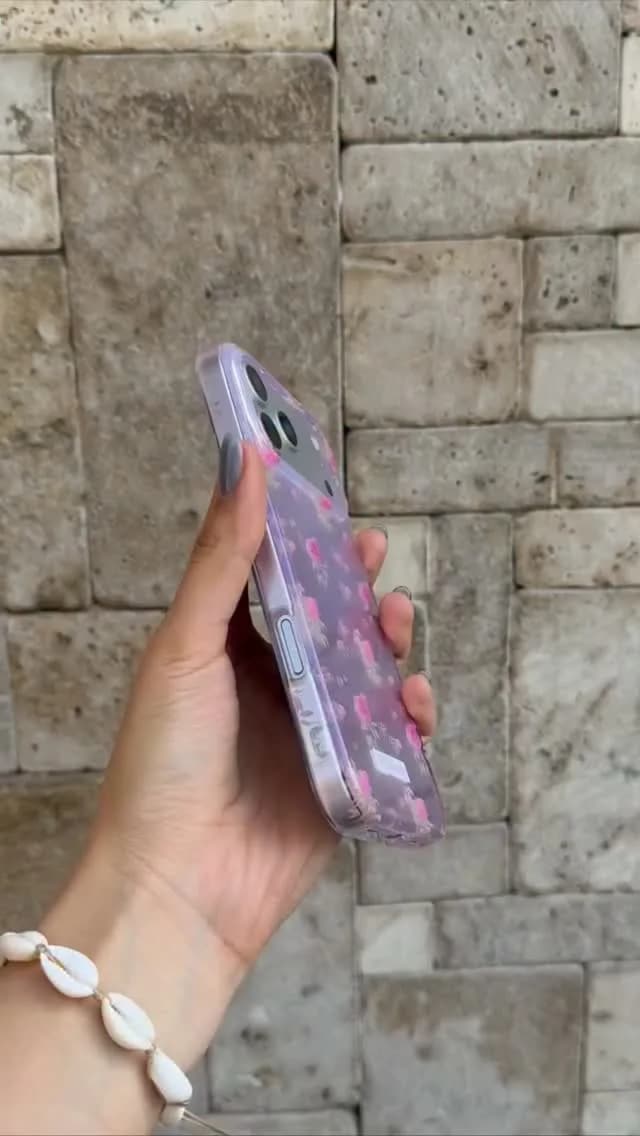 قاب دسته گل رز لیزری، رنگ بنفش و صورتی، جنس سیلیکون، طرح گلدار، قاب گوشی شفاف طرح گل