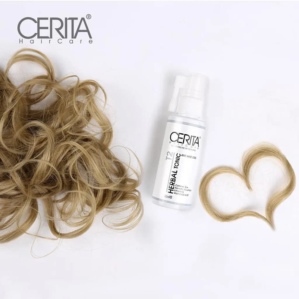 تونیک ضد ریزش کافئین T2 CERITA، رنگ سفید، جنس پلاستیک، بطری اسپری