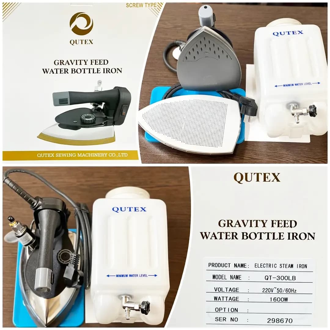 اتو سرمی ۱۶۰۰ وات Qutex، رنگ خاکستری و سفید، جنس فلز و پلاستیک، اتو بخار مخزنی