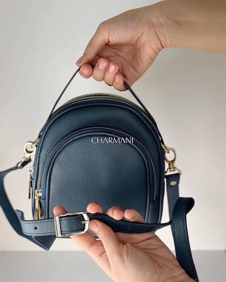 کیف کراسبادی ماریا چرم طبیعی، رنگ سرمهای، دوشی، گرد