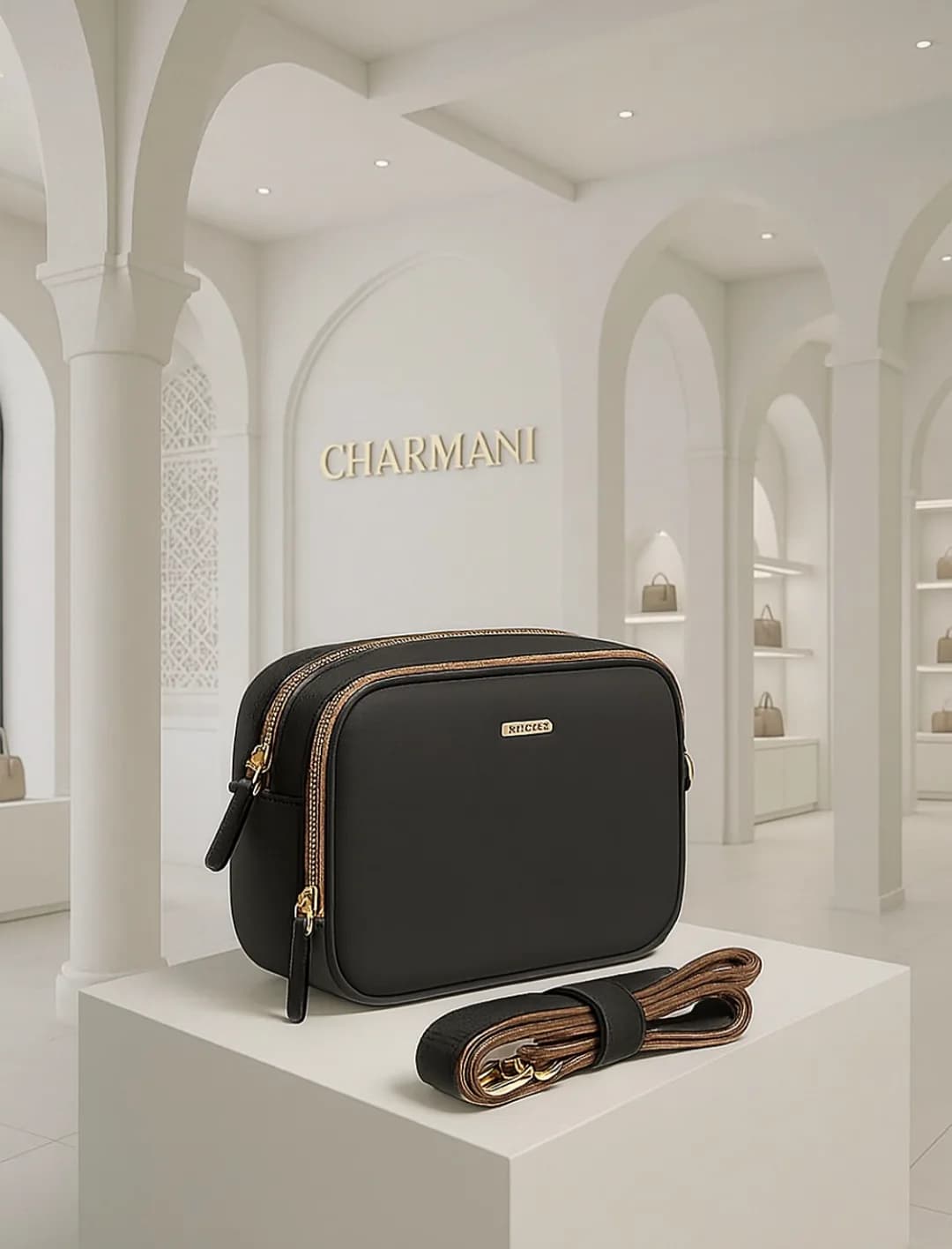کیف دوشی زنانه، رنگ مشکی، مستطیلی