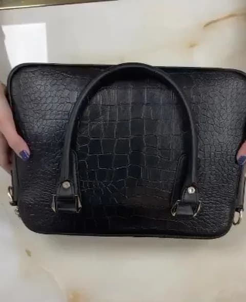 کیف دستی چرم طبیعی، رنگ مشکی، دو دسته