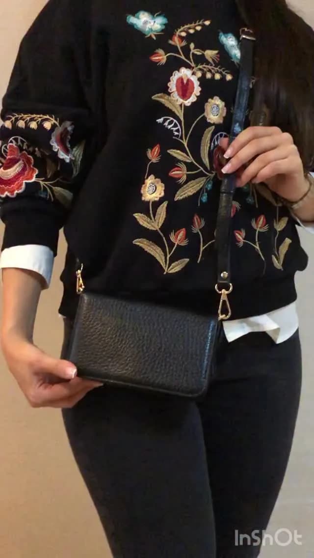 کیف دوشی، رنگ مشکی، جنس چرم، کوچک