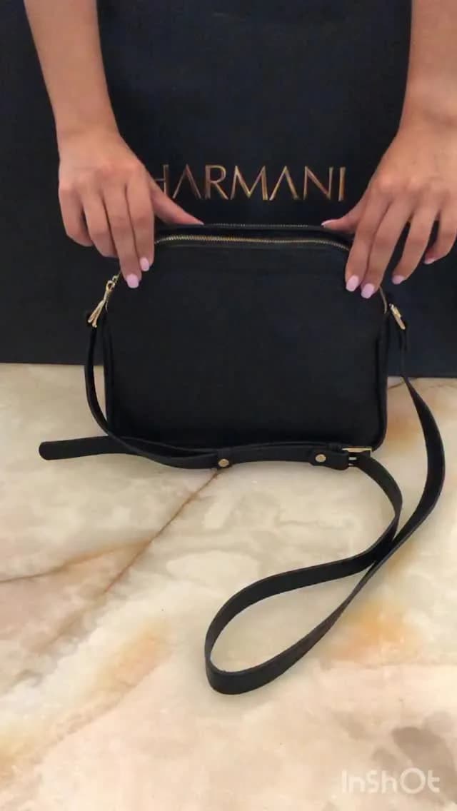 کیف دوشی چرم طبیعی، رنگ مشکی، مستطیلی