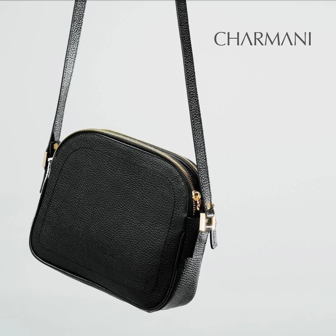کیف دوشی چرمی، رنگ مشکی، مربعی