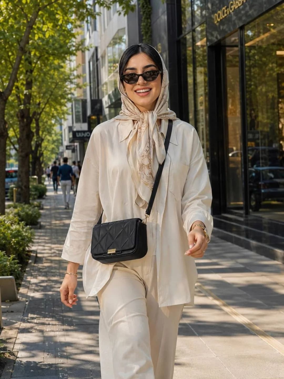کیف زنانه X3-135 PRETTYZYS، رنگ مشکی، جنس چرم، طرح هندسی، دوشی، کوچک