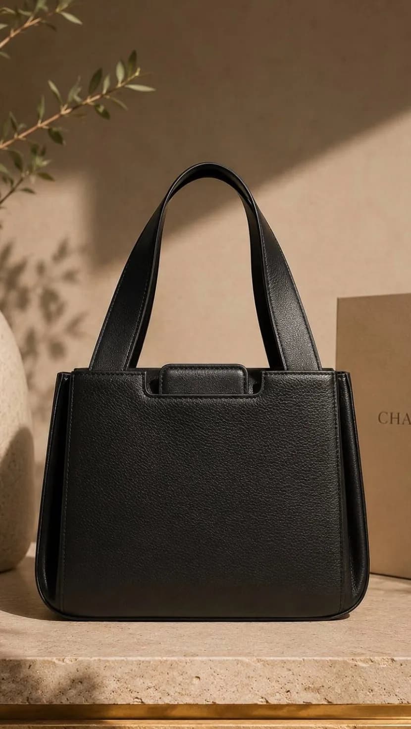 کیف دستی چرمی، رنگ مشکی، چهارگوش