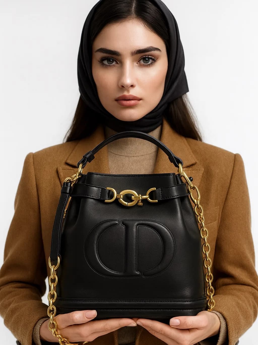 کیف زنانه چرم طبیعی ۱۲۸۰، رنگ مشکی، دستی، سطل