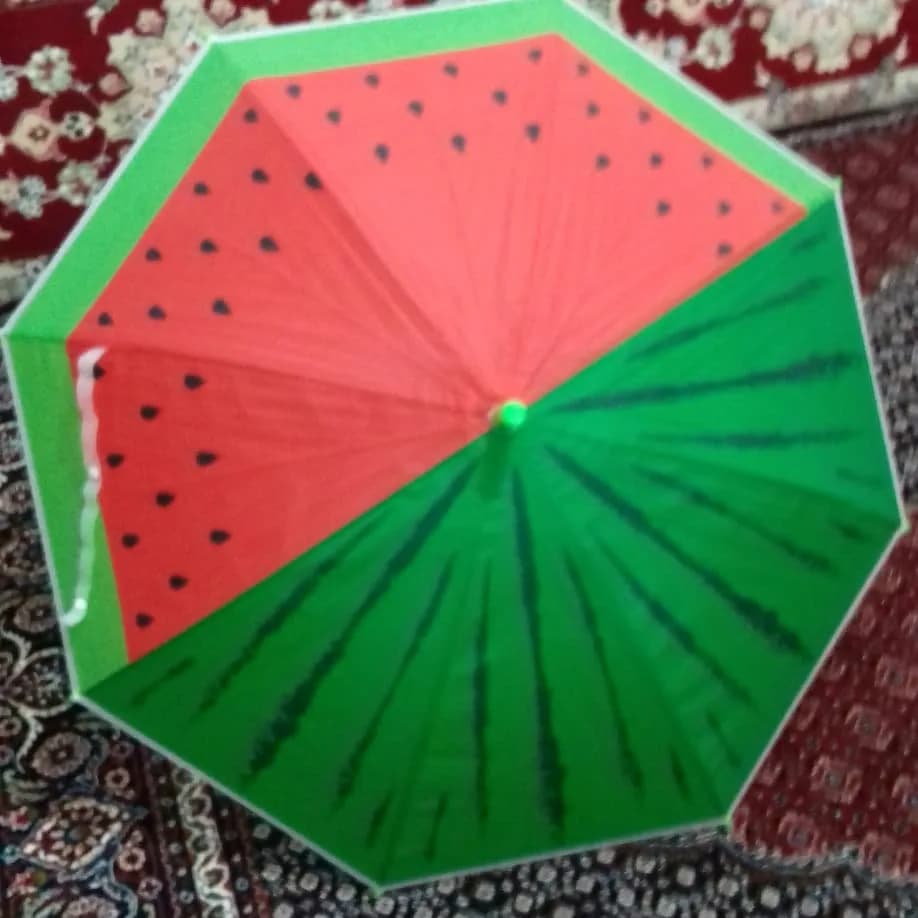 چتر بچگانه طرح میوه تاپ، رنگ قرمز و سبز، مدل هندوانه