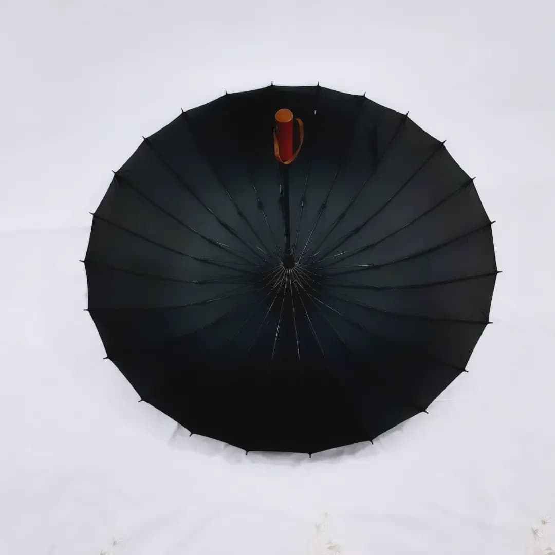 چتر ۲۴ فنر مشکی لندن، جنس پارچه و چوب، دستهچوبی کلاسیک