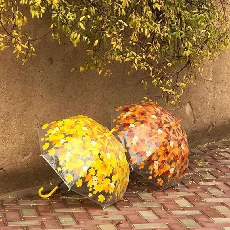 چتر طرح پاییزی هشت فنر تانک، رنگ زرد و نارنجی، باز