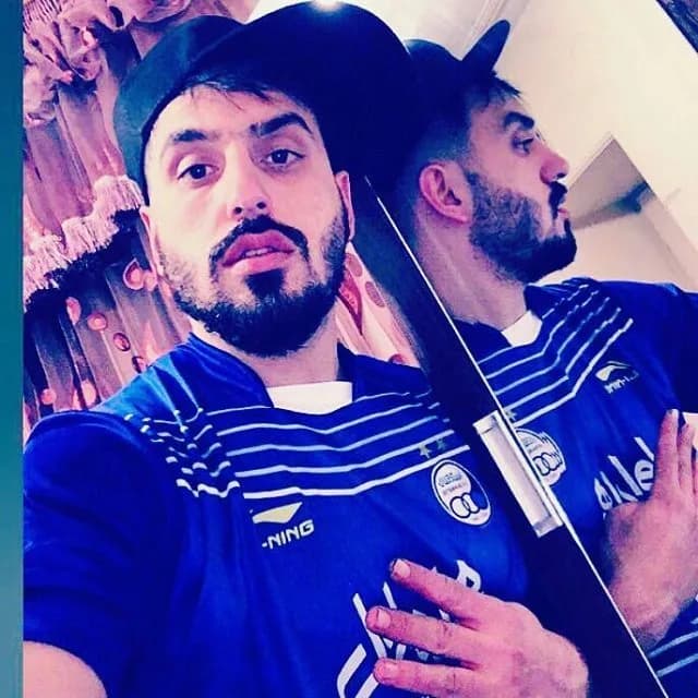 لباس ورزشی مردانه، رنگ آبی و سفید، آستینکوتاه جذب