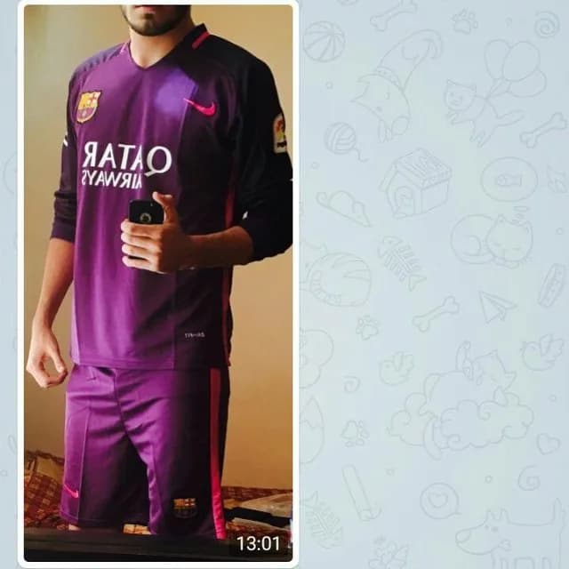 پیراهن و شورت بارسلونا آستین بلند