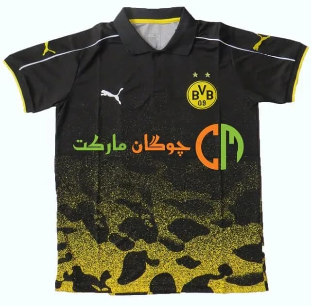 پولوشرت یقهدار دورتموند، رنگ مشکی و زرد، آستین کوتاه