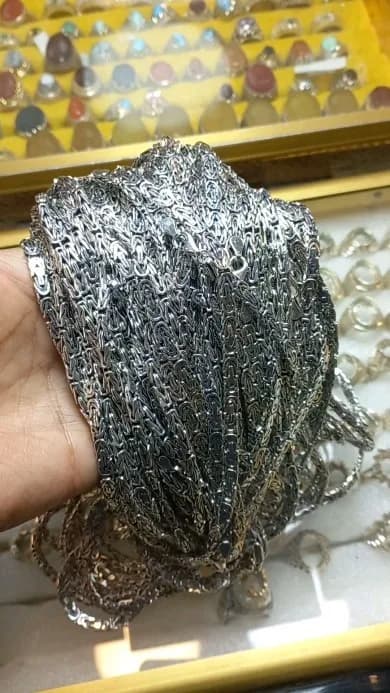 زنجیر نقره کرال، رنگ نقرهای، زنجیر نقره بافتدار