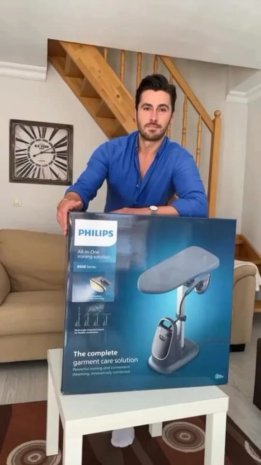 بخارگر ایستاده فیلیپس، رنگ آبی و خاکستری، جنس فلز و پارچه، All-in-One