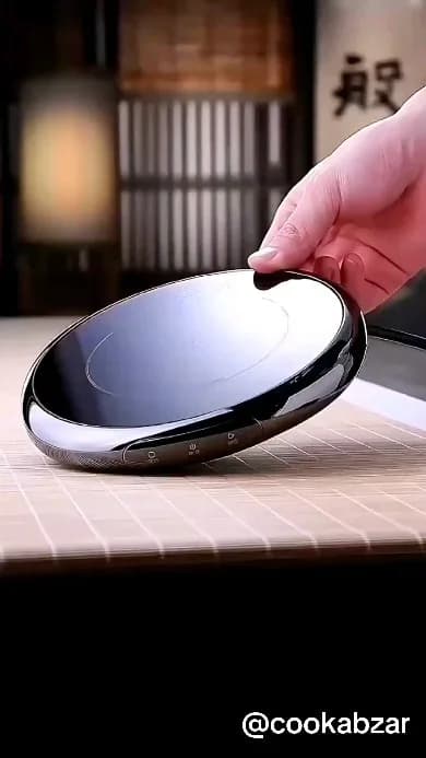 ست قوری پیرکس و وارمر برقی ۷۵۰ سیسی chigo، رنگ مشکی، جنس شیشه و فلز، دایرهای، تخت