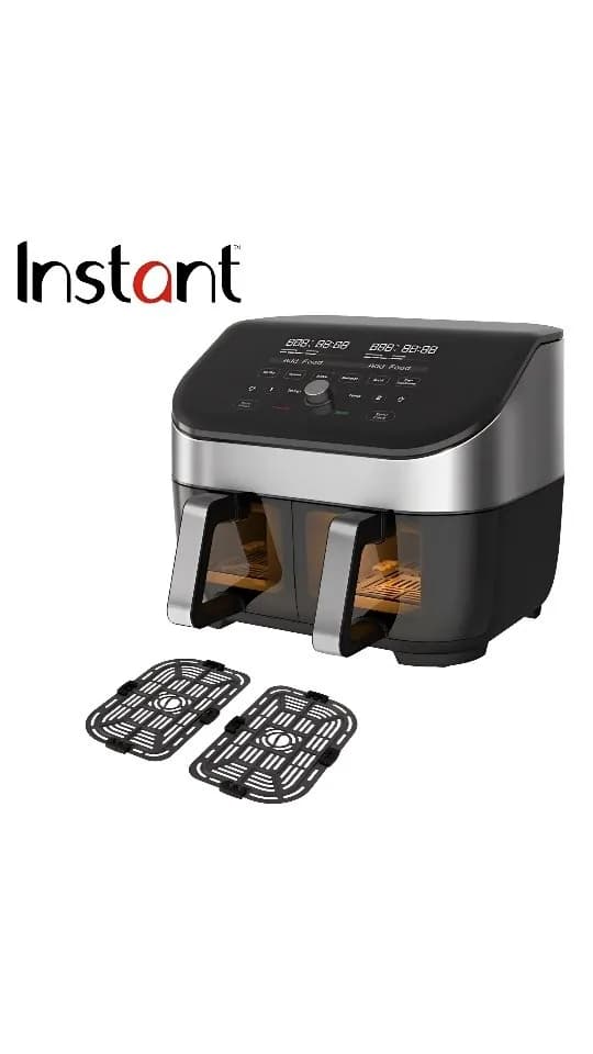 سرخکن دوقلو رژیمی اینستنت Instant، رنگ مشکی و نقرهای، جنس فلز و پلاستیک، دو سبده