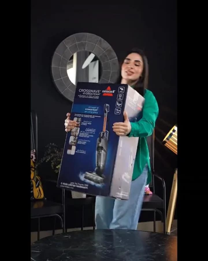 جاروبرقی بخارشوی و تی‌شوی بیسل، رنگ خاکستری و نارنجی، جنس پلاستیک و فلز، عمودی، شارژی