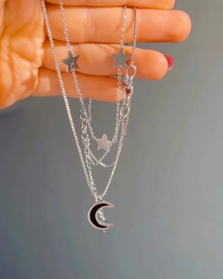 گردنبند دولاین ماه و ستاره