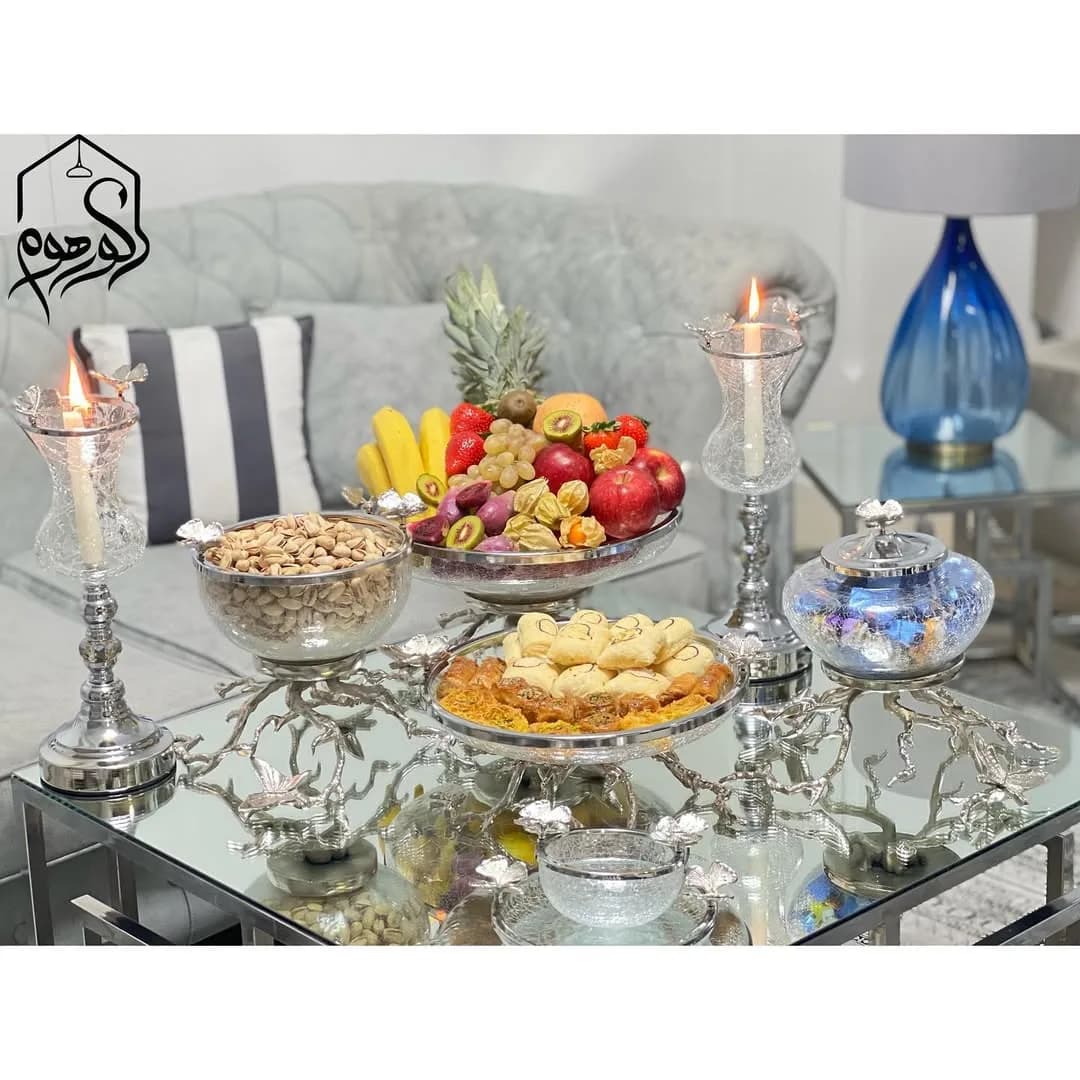 ست پذیرایی بلور و آلومینیوم طرح پروانه
